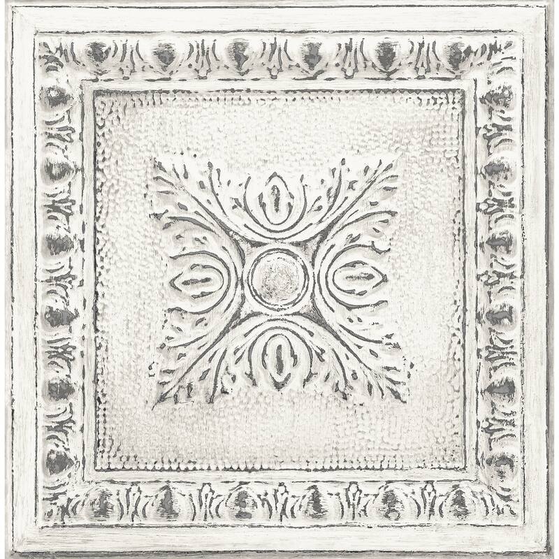 Addington White Ornamental Tin Tile Wallpaper