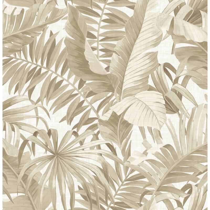 Grant Navy Palm Leaf Wallpaper - Taupe