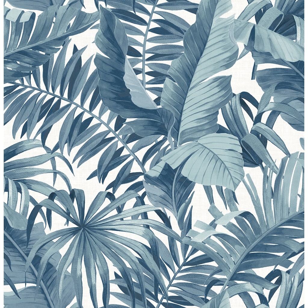 Grant Navy Palm Leaf Wallpaper