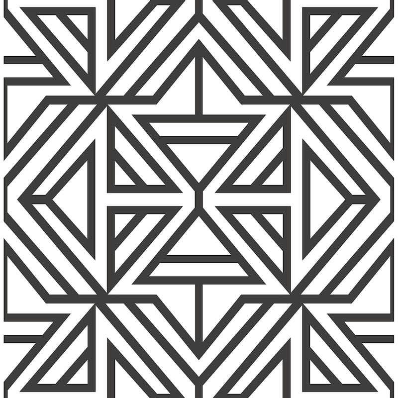 Walpole Black Geometric Wallpaper - Black