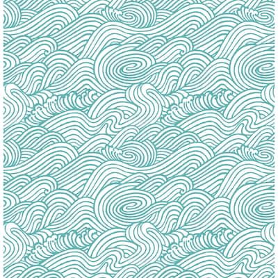 Gore Teal Wave Wallpaper- Unpasted