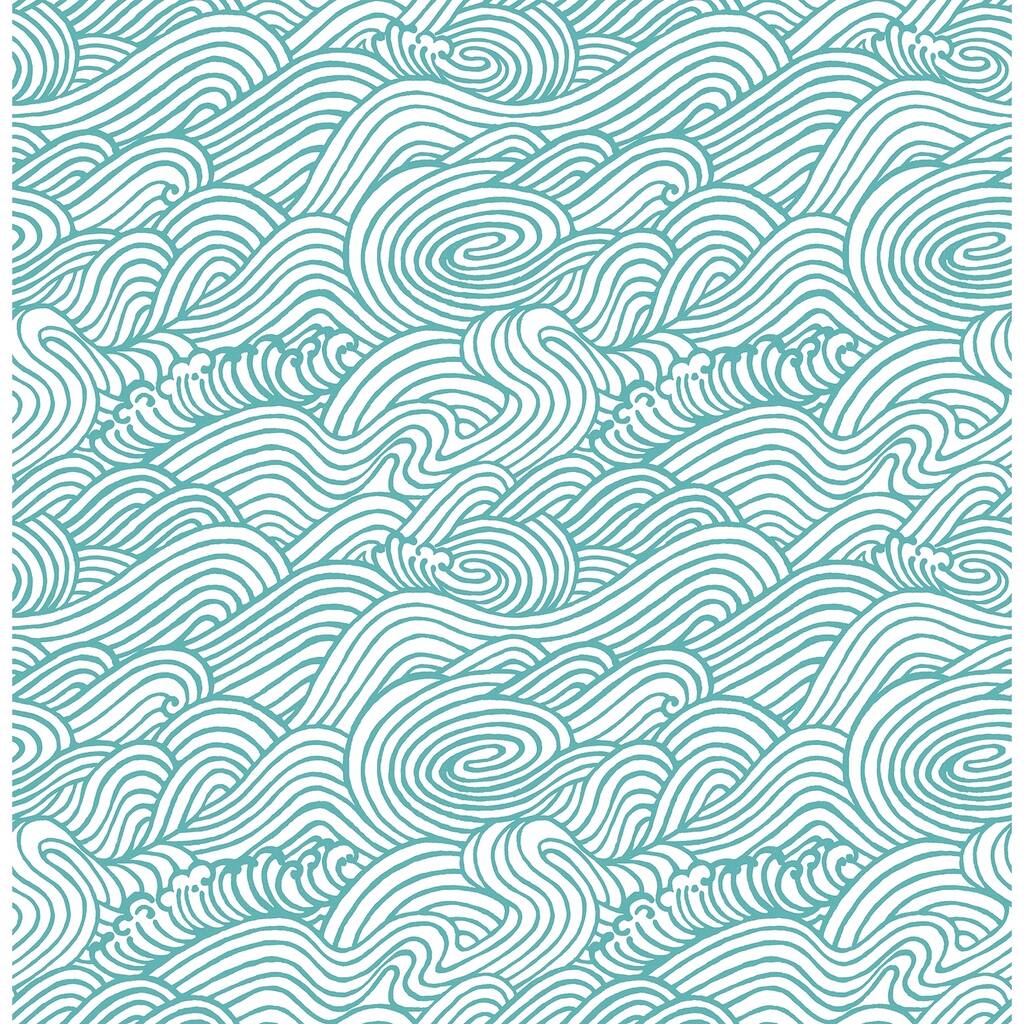 Gore Teal Wave Wallpaper- Unpasted