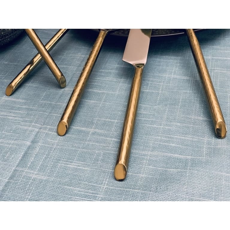 Golden Cut Hammered Stainless Steel Set of 20 Pieces