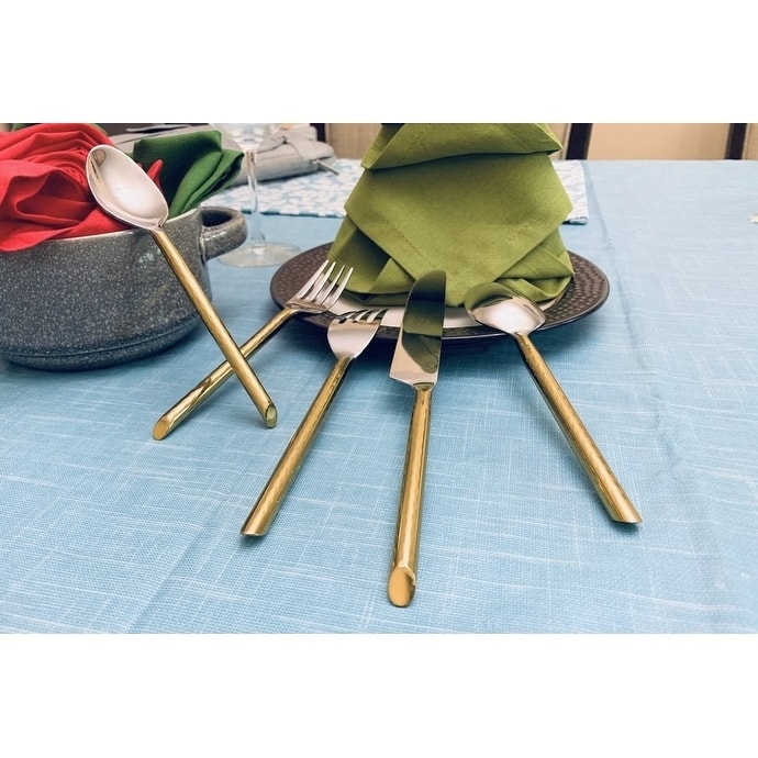 Golden Cut Hammered Stainless Steel Set of 20 Pieces