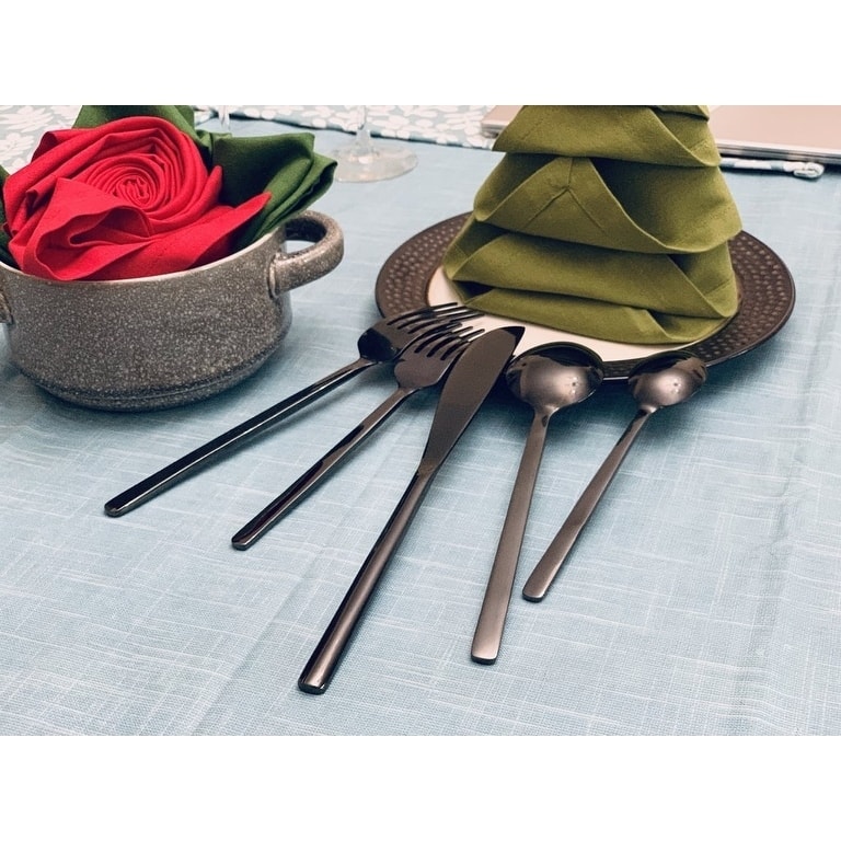 Stainless Steel Black Flatware set of 20 pieces (Glossy Finish)