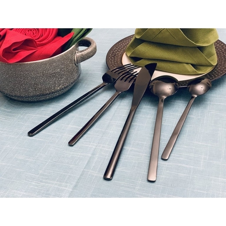 Stainless Steel Black Flatware set of 20 pieces (Glossy Finish)