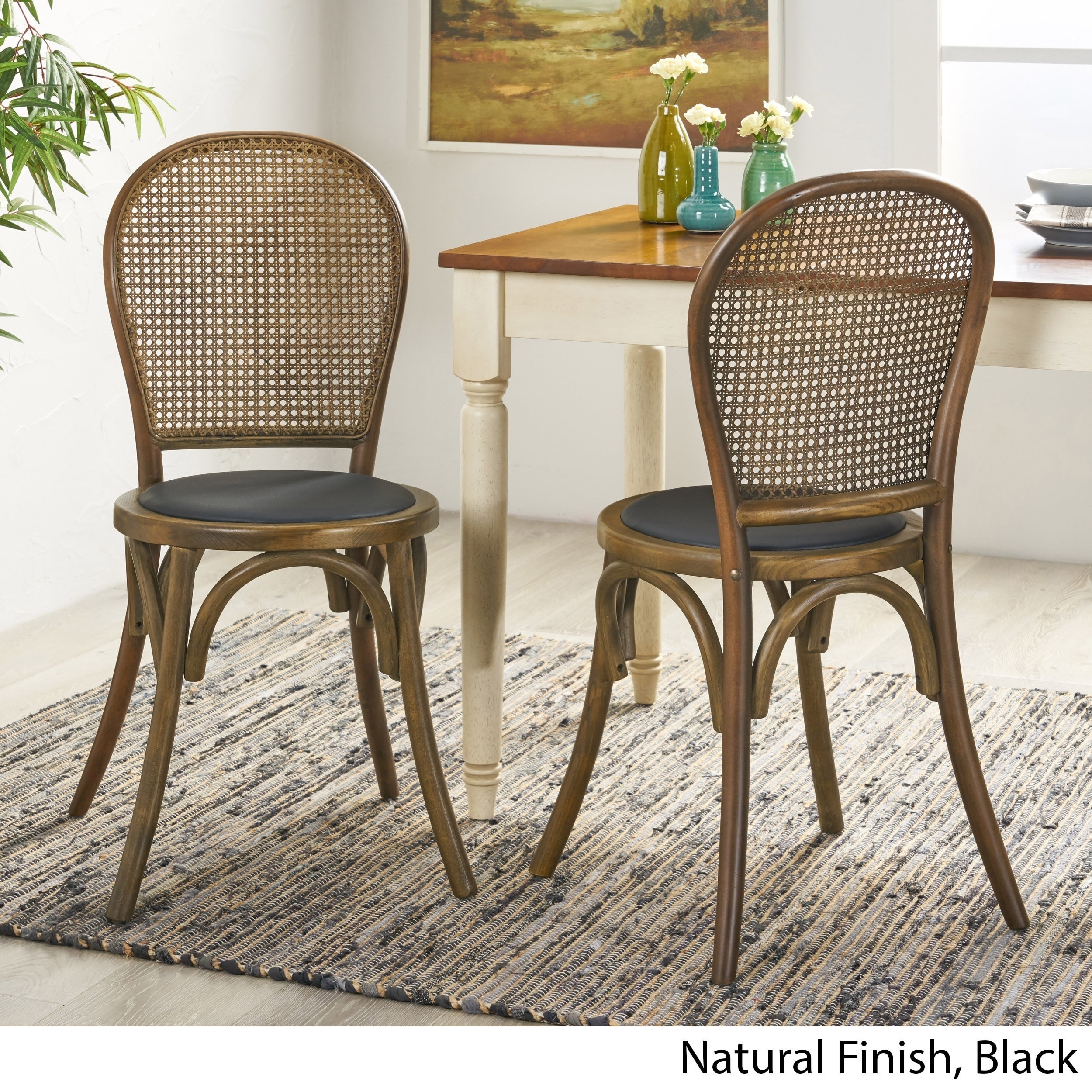 Wicker and 2025 wood dining chairs