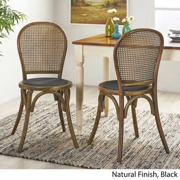 leather and rattan dining chairs