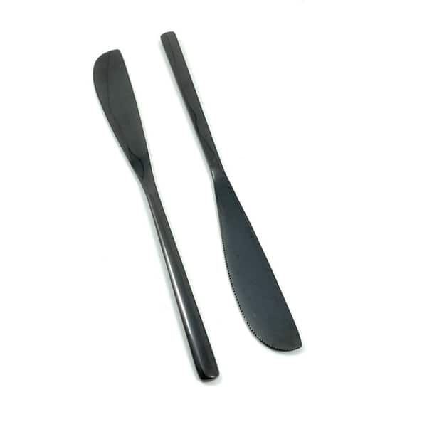 slide 2 of 2, Stainless Steel Black Knife Flatware set of 4