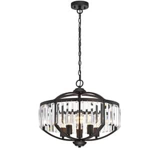 Silver Orchid Basch 5-light Oil Rubbed Bronze/Crystal Glass Hanging Pendant