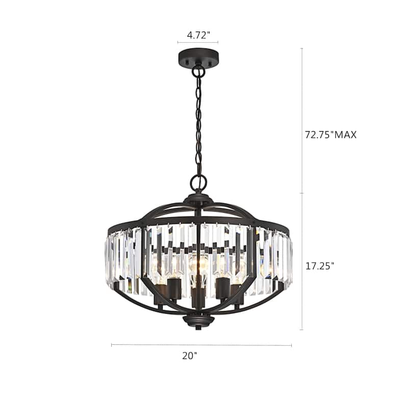Silver Orchid Basch 5-light Oil Rubbed Bronze/Crystal Glass Hanging Pendant