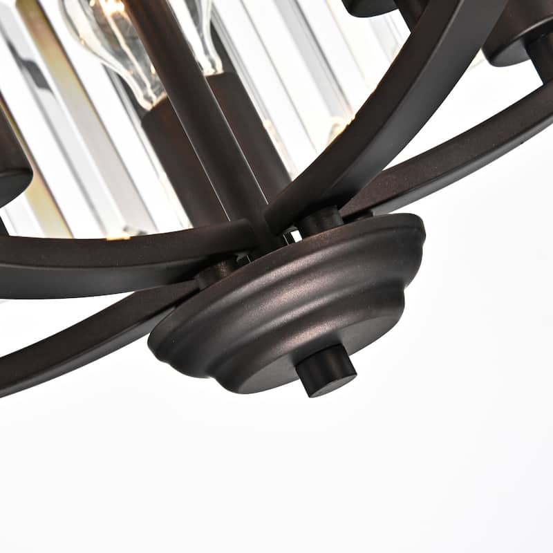 Silver Orchid Basch 5-light Oil Rubbed Bronze/Crystal Glass Hanging Pendant