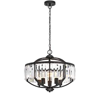 Silver Orchid Basch 5-light Oil Rubbed Bronze/Crystal Glass Hanging Pendant