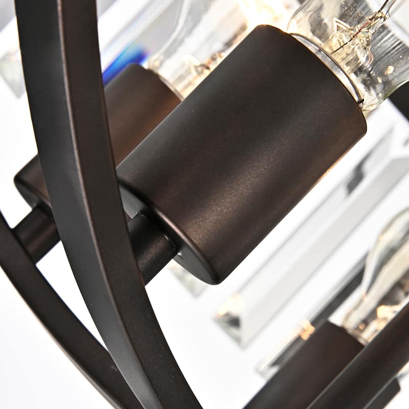 Silver Orchid Basch 5-light Oil Rubbed Bronze/Crystal Glass Hanging Pendant