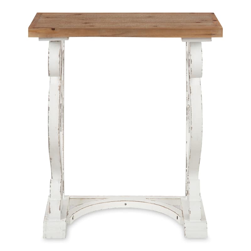 Kate and Laurel Wyldwood Carved Wood Side Table - 24x14x27.5