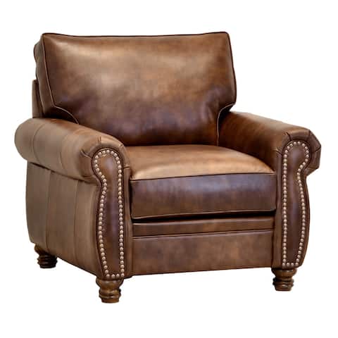Made in USA Cabot Brown Top Grain Leather Chair