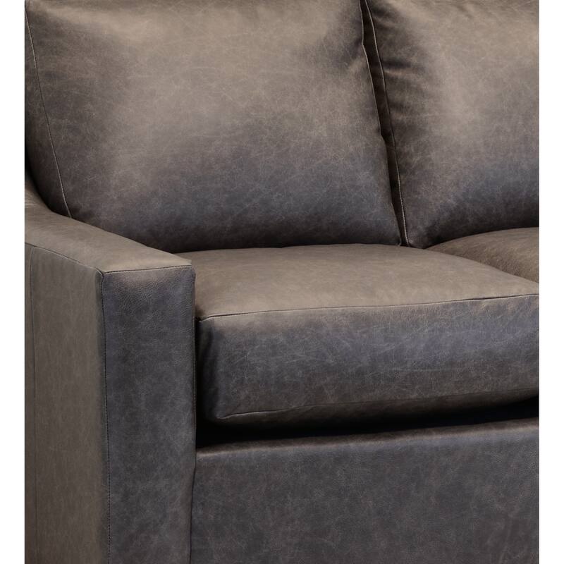 Made in USA Idris Distressed Grey Top Grain Leather Sofa and Two Chair Set