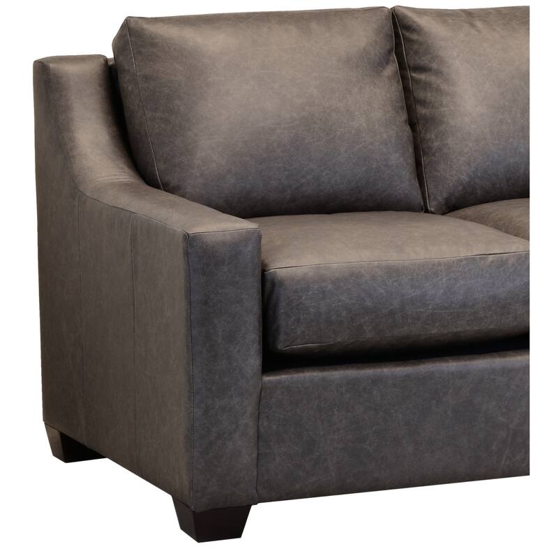 Made in USA Idris Distressed Grey Top Grain Leather Sofa and Two Chair Set