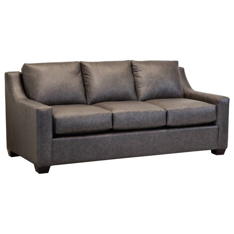 Made in USA Idris Distressed Grey Top Grain Leather Sofa and Two Chair Set