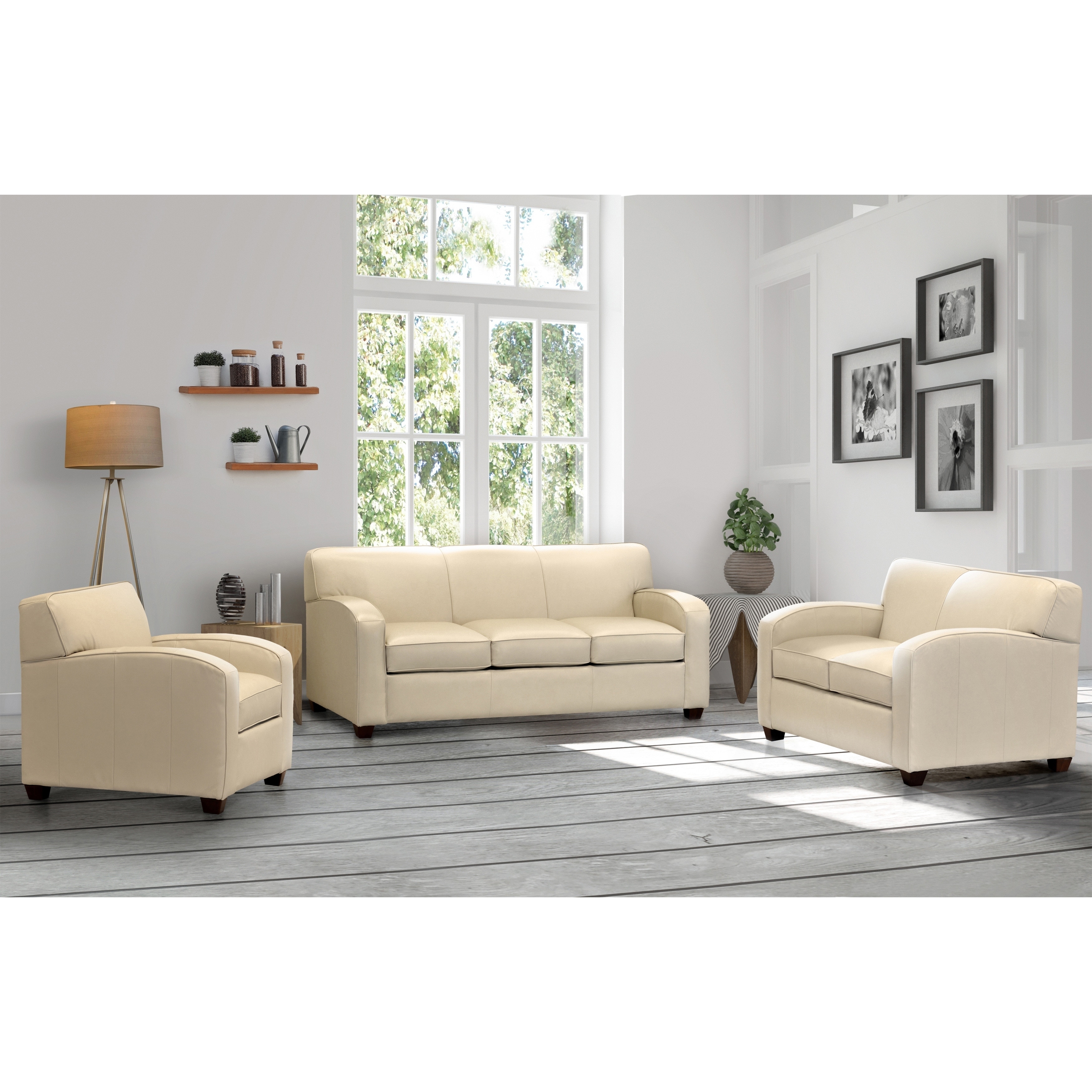 cream leather living room chairs