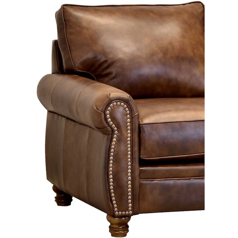Cabot Brown Top Grain Leather Loveseat