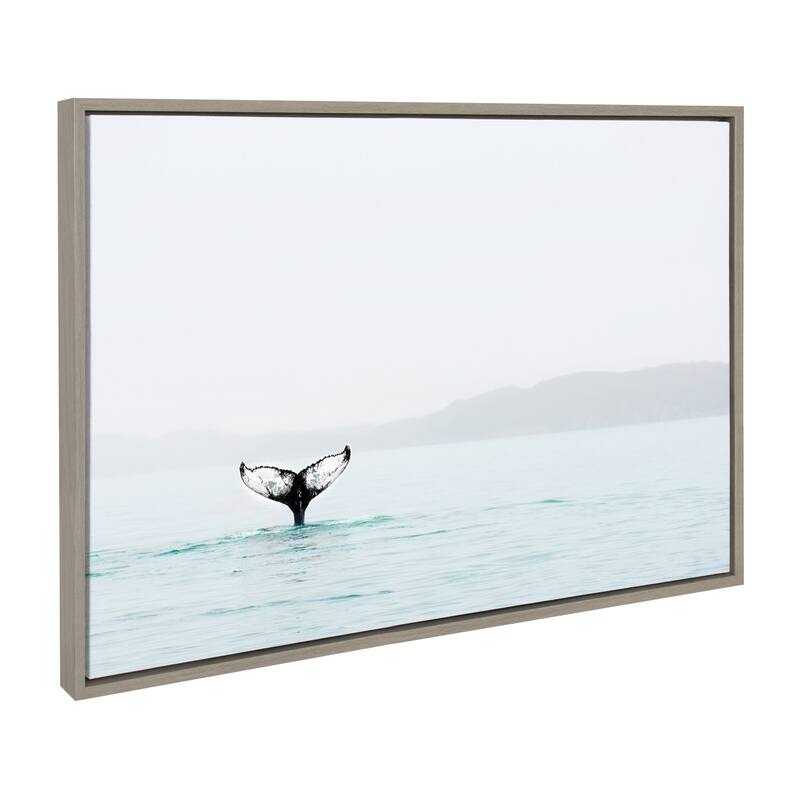 Kate and Laurel Sylvie Whale In The Mist Framed Canvas By Amy Peterson