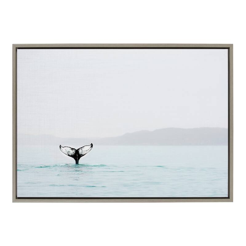 Kate and Laurel Sylvie Whale In The Mist Framed Canvas By Amy Peterson - 23x33 - Plastic - Grey