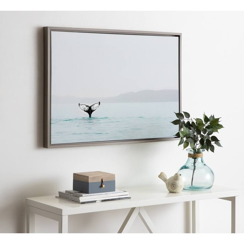 Kate and Laurel Sylvie Whale In The Mist Framed Canvas By Amy Peterson