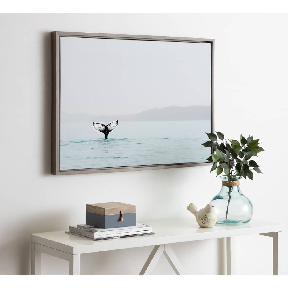 Kate and Laurel Sylvie Whale In The Mist Framed Canvas By Amy Peterson