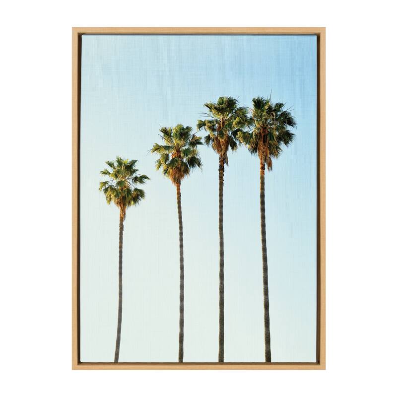 Kate and Laurel Sylvie Four Palm Trees Framed Canvas by Simon Te - 23x33 - Plastic - Brown