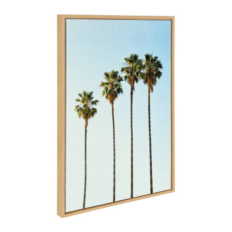 Kate and Laurel Sylvie Four Palm Trees Framed Canvas by Simon Te