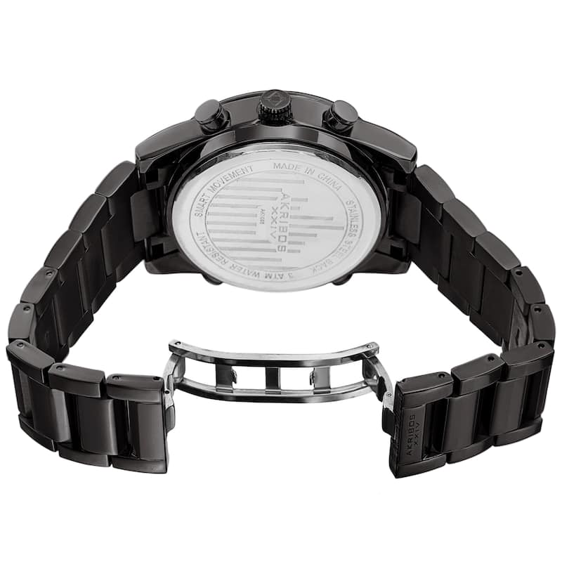 Akribos XXIV Men's Quartz 4-Button Smart Function Stainless Steel Bracelet Watch