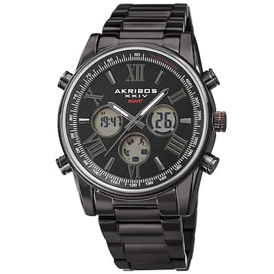 Akribos XXIV Men's Quartz 4-Button Smart Function Stainless Steel Bracelet Watch