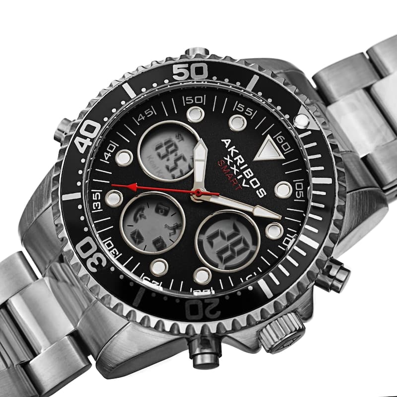 Akribos XXIV Men's Quartz Smart Function Multifunction Stainless Steel Bracelet Watch