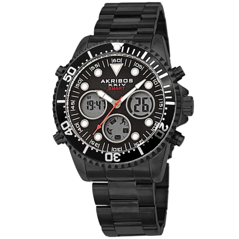 Akribos XXIV Men's Quartz Smart Function Multifunction Stainless Steel Bracelet Watch
