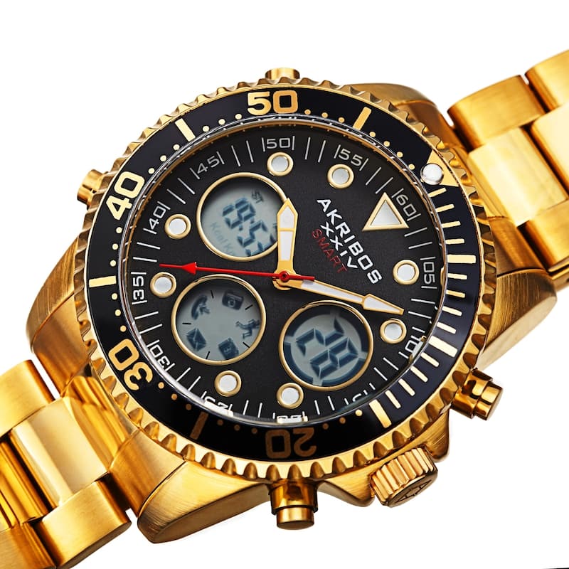 Akribos XXIV Men's Quartz Smart Function Multifunction Stainless Steel Bracelet Watch