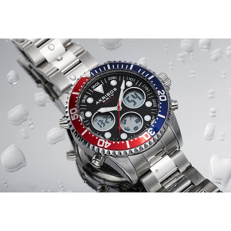 Akribos XXIV Men's Quartz Smart Function Multifunction Stainless Steel Bracelet Watch