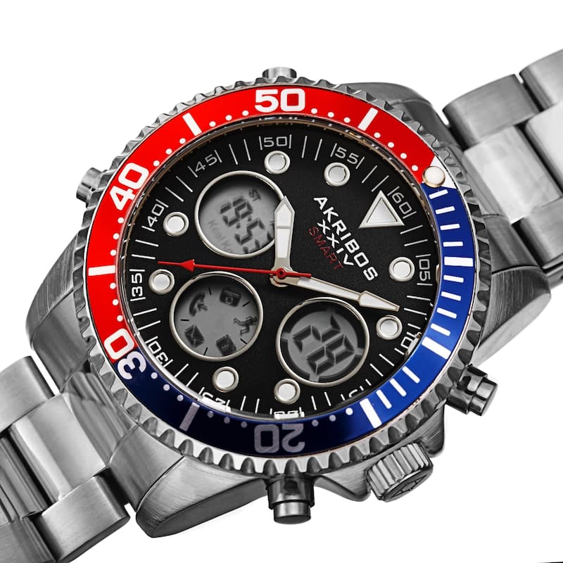 Akribos XXIV Men's Quartz Smart Function Multifunction Stainless Steel Bracelet Watch