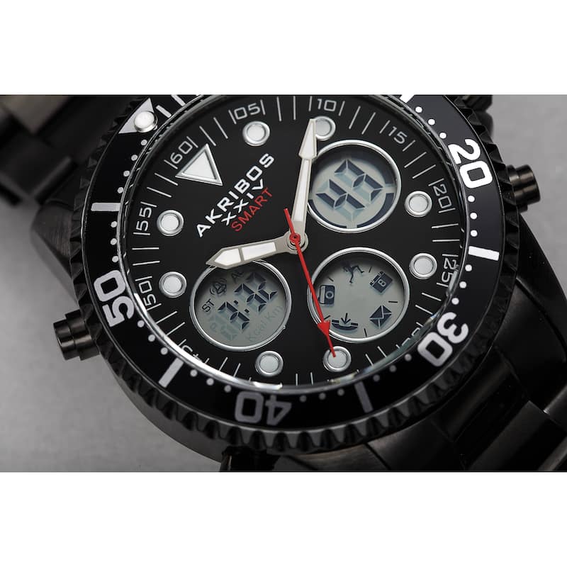 Akribos XXIV Men's Quartz Smart Function Multifunction Stainless Steel Bracelet Watch