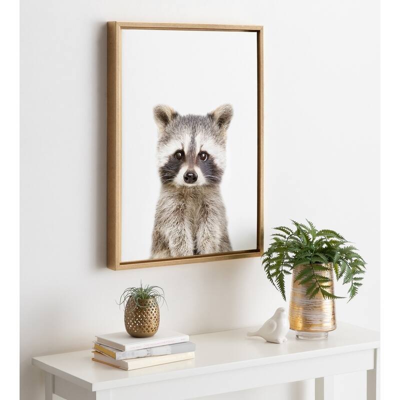 Kate and Laurel Sylvie Raccoon Framed Canvas By Amy Peterson