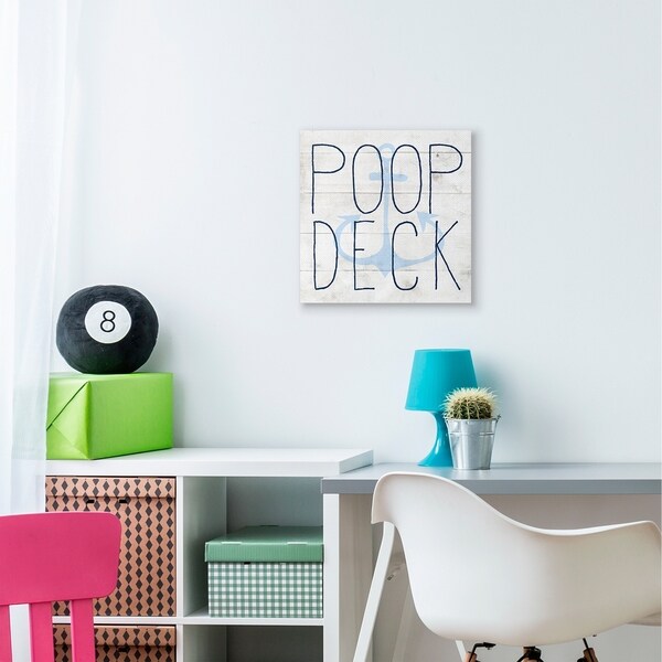 The Kids Room by Stupell Poop Deck Funny Beach Family Home Wood Textured Canvas Wall Art, Proudly Made in USA