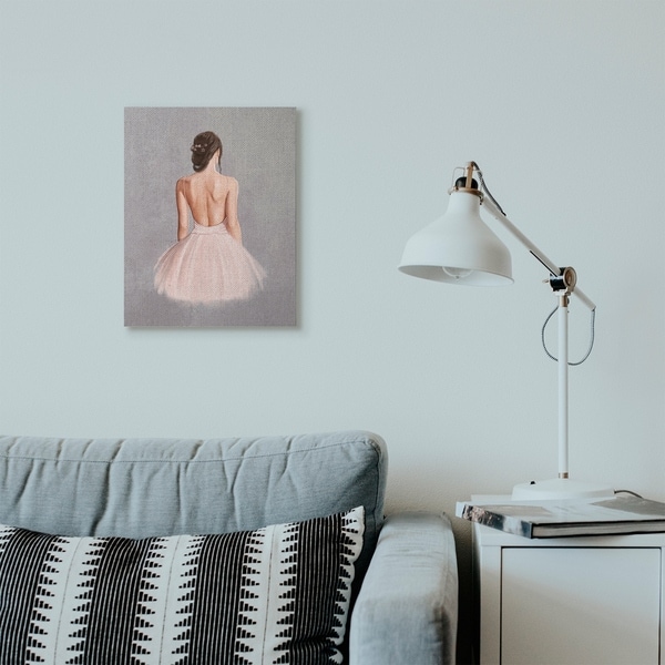 Stupell Industries Ballerina Girl Figure Pink Grey Painting Canvas Wall Art, Proudly Made in USA