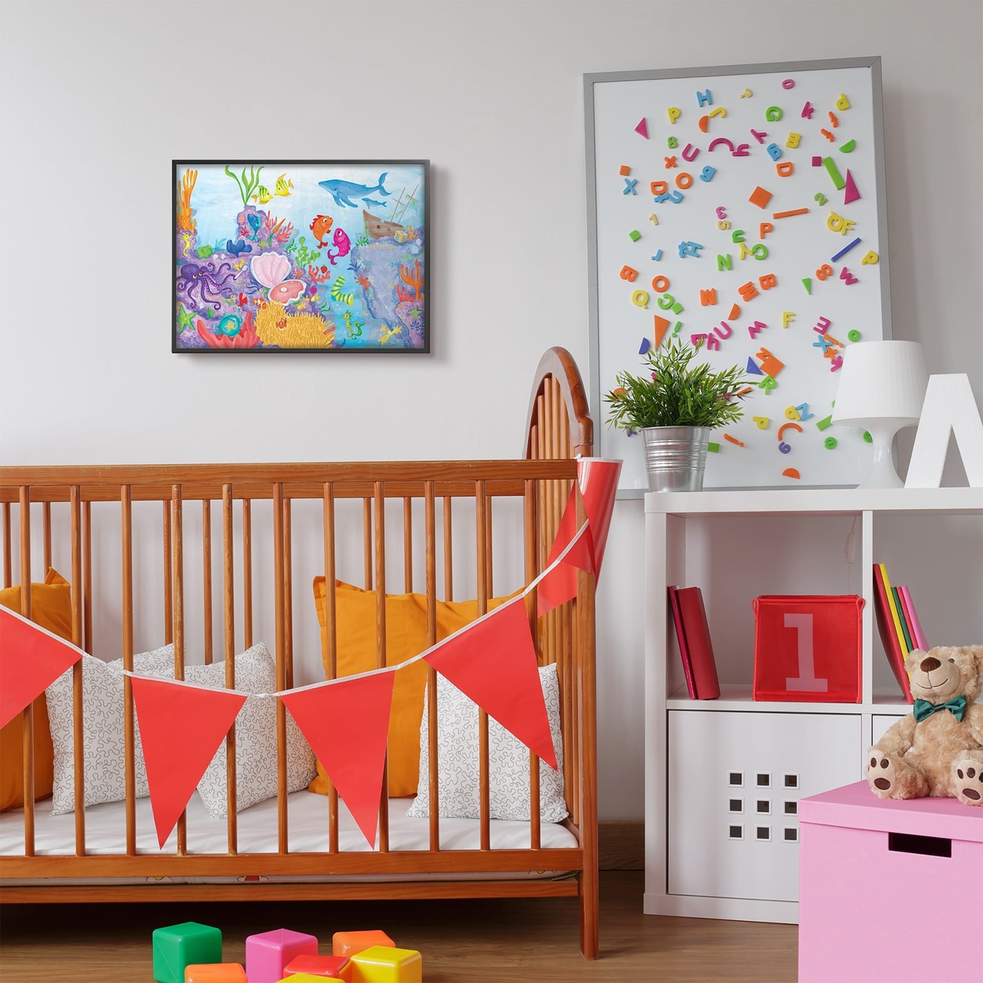 The Kids Room By Stupell Colorful Ocean Sea Life Fish Blue Ocean Sea Life Fish Blue