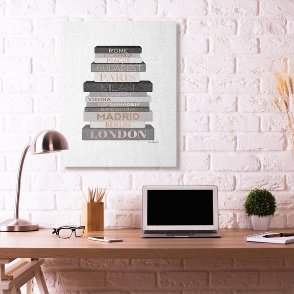 Book Stack Grey Poppy Wall Art, Canvas Prints, Framed Prints, Wall