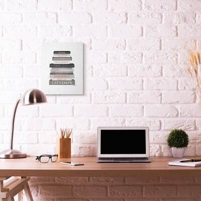 Stupell Fashion Designer Bookstack Grey Black Watercolor Canvas Wall Art, Proudly Made in USA