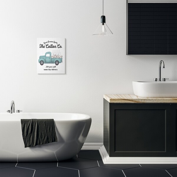 Stupell Industries Toilet Paper Cotton Co Delivery Truck Bathroom Word Design Canvas Wall Art, Proudly Made in USA