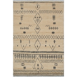 Trellis Moroccan Marilee Beige/Gray Hand-knotted Wool Rug - 5'0 x 8'5 ...