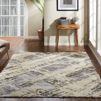 Carbon Loft Silkina Parchment Grey Shag Area Rug