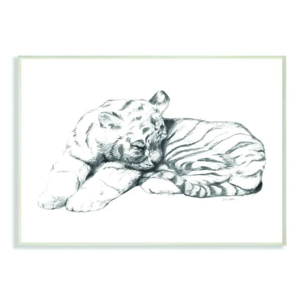 Shop Stupell Industries Cute Tiger Cat Baby Animal Neutral Grey Drawing Design Wood Wall Art Proudly Made In Usa Overstock 29739931