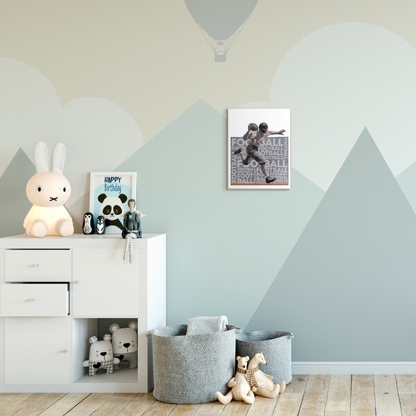 The Kids Room by Stupell Football Player Sports Word Design Wood Wall Art, Proudly Made in USA